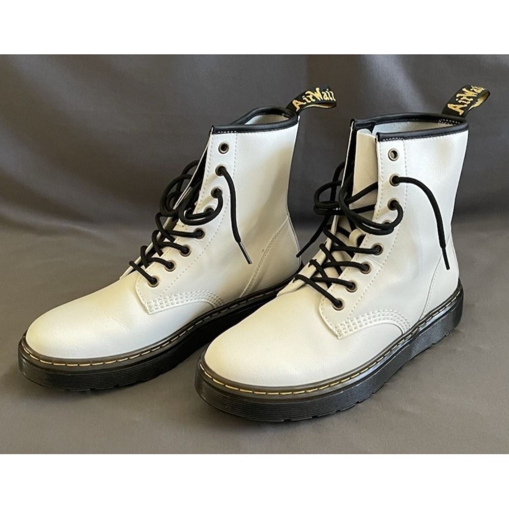 Dr. Martens White Zavala Lace Up Combat‎ Boots Women's Size 8